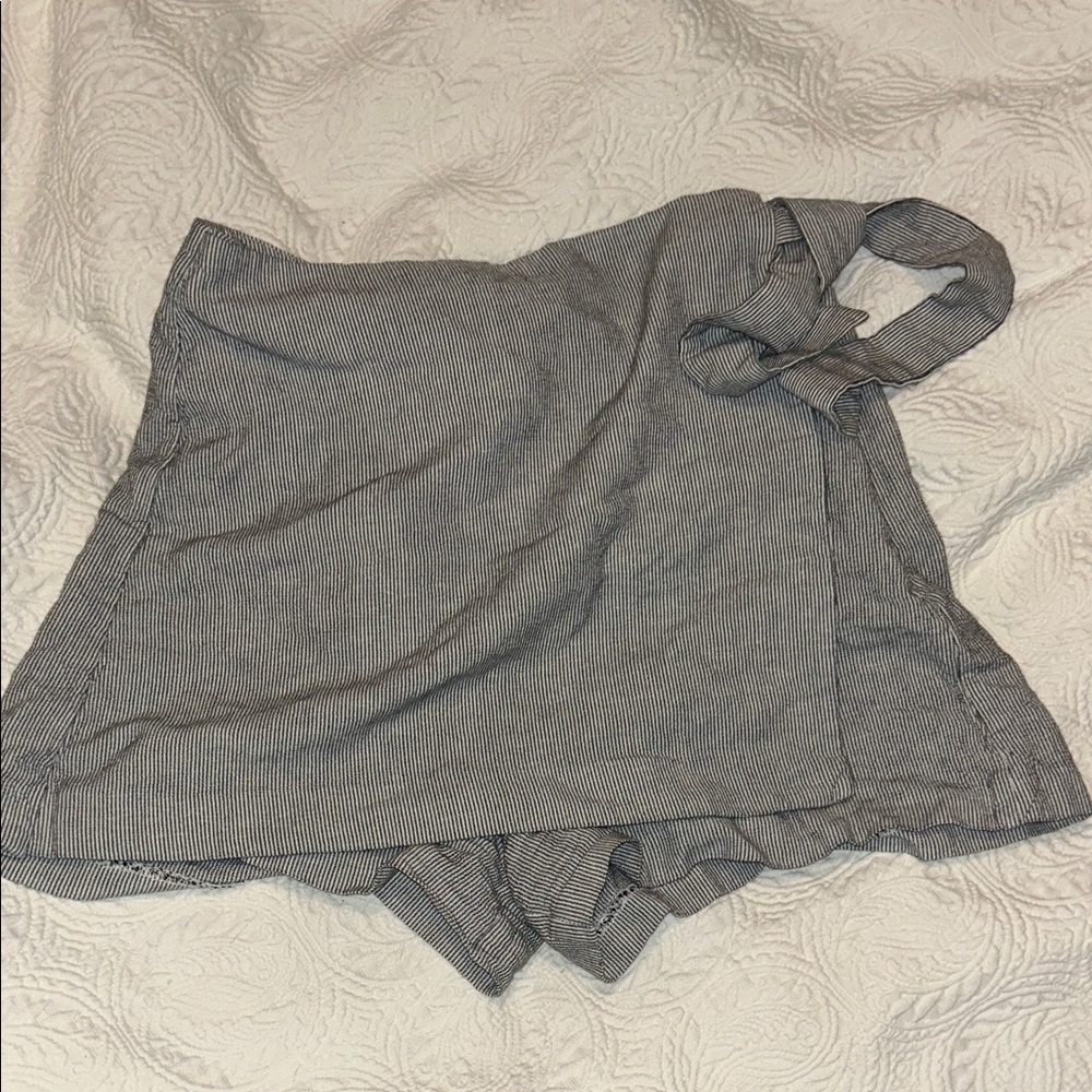 Striped Wrap Skort with Tie Waist